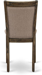 East West Furniture X727MZ716-9 9 Piece Dining Room Table Set Includes a Rectangle Dining Table with X-Legs and 8 Dark Khaki Linen Fabric Upholstered Chairs, 40x72 Inch, Multi-Color