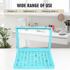 Velvet Ring Display Tray Organizer Box with Transparent Lid, 100 Slot Ring Holder Showcase For Store Display Jewelry Show Home, Ring Organizer For Rings Earrings (Light Blue)