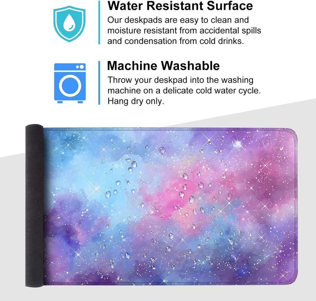 Galaxy Mouse Pad Large, Extended Gaming Desk Mat – 335.43 x 15.75 in – Watercolor Nebula Starry Sky Design, Stitched Edges, Non-Slip Base, Keyboard and Mouse Pad for Office & Home