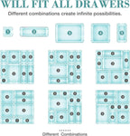 23 PCS Drawer Organizer Set, 5 Varied Size Bathroom and kitchen Drawer cabinet organizer Trays, Clear Storage Bins for Makeup, Jewelry, Utensils and Gadgets
