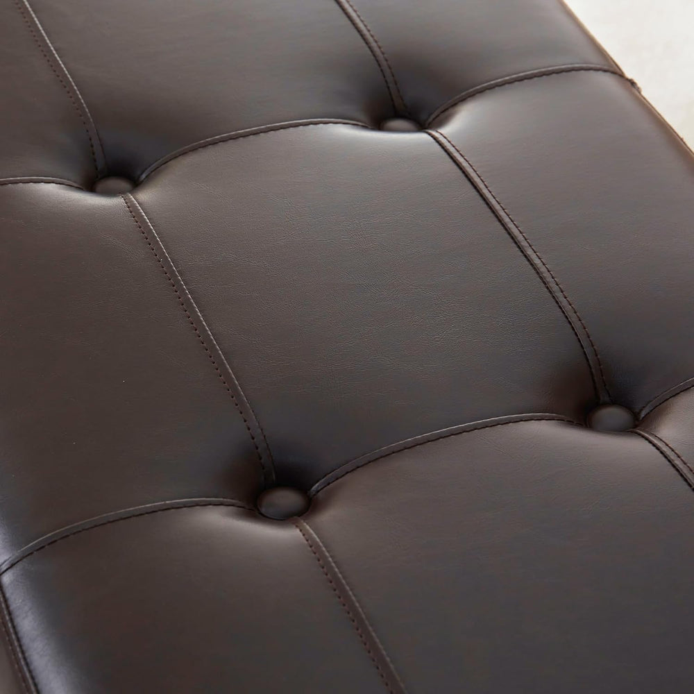 50.5 Inch Storage Ottoman Bench, Faux Leather Tufted Upholstered Bedroom Benc...
