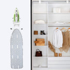 Wall Mount Iron Board Hanger and Ironing Board Storage Organizer Shelf With Removable Hooks for Household Bathroom Laundry Room (White)