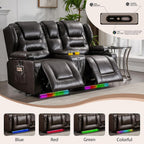 Loveseat Power Recliner Sofa Couch Electric Reclining Sofa Chair for Living Room with Multi-Function Console/Cup Holders/LED Ambient Light