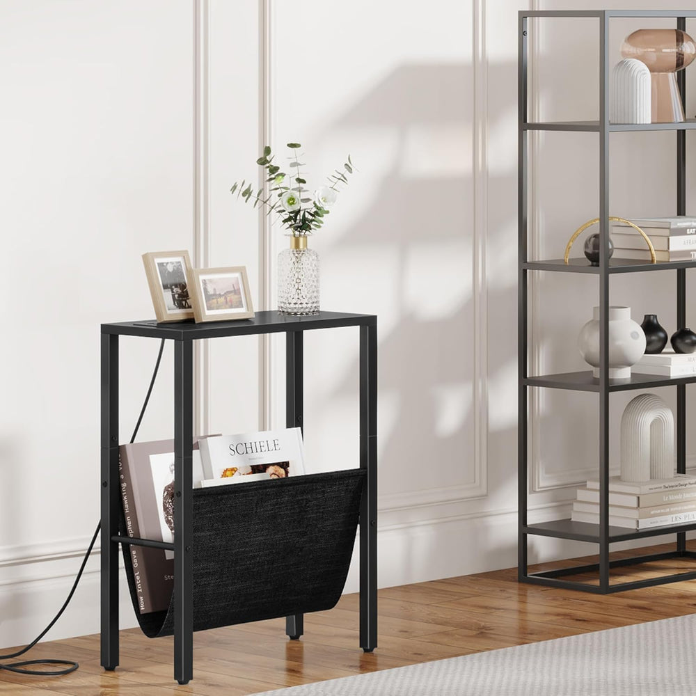 Vagusicc Narrow End Table with Charging Station, Narrow Nightstand with USB P...