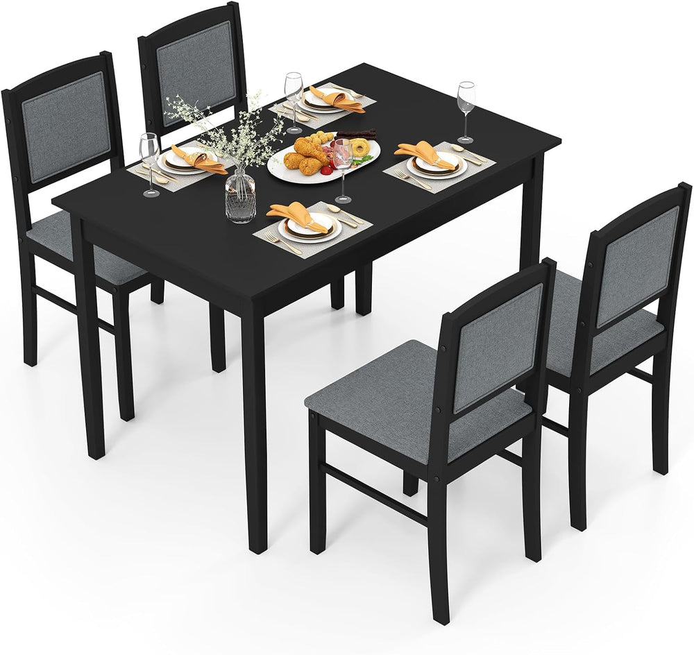Giantex 5-Piece Dining Table Set for 4, Wooden Kitchen Table and Chairs with ...