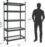 WORKPRO 5-Tier Metal Garage Shelving Unit, 36”W x 18”D x 72”H Storage Shelves, Adjustable Storage Rack Heavy Duty Shelf, 4000 lbs Load Capacity (Total), for Garage, Kitchen, Bathroom, Warehouse