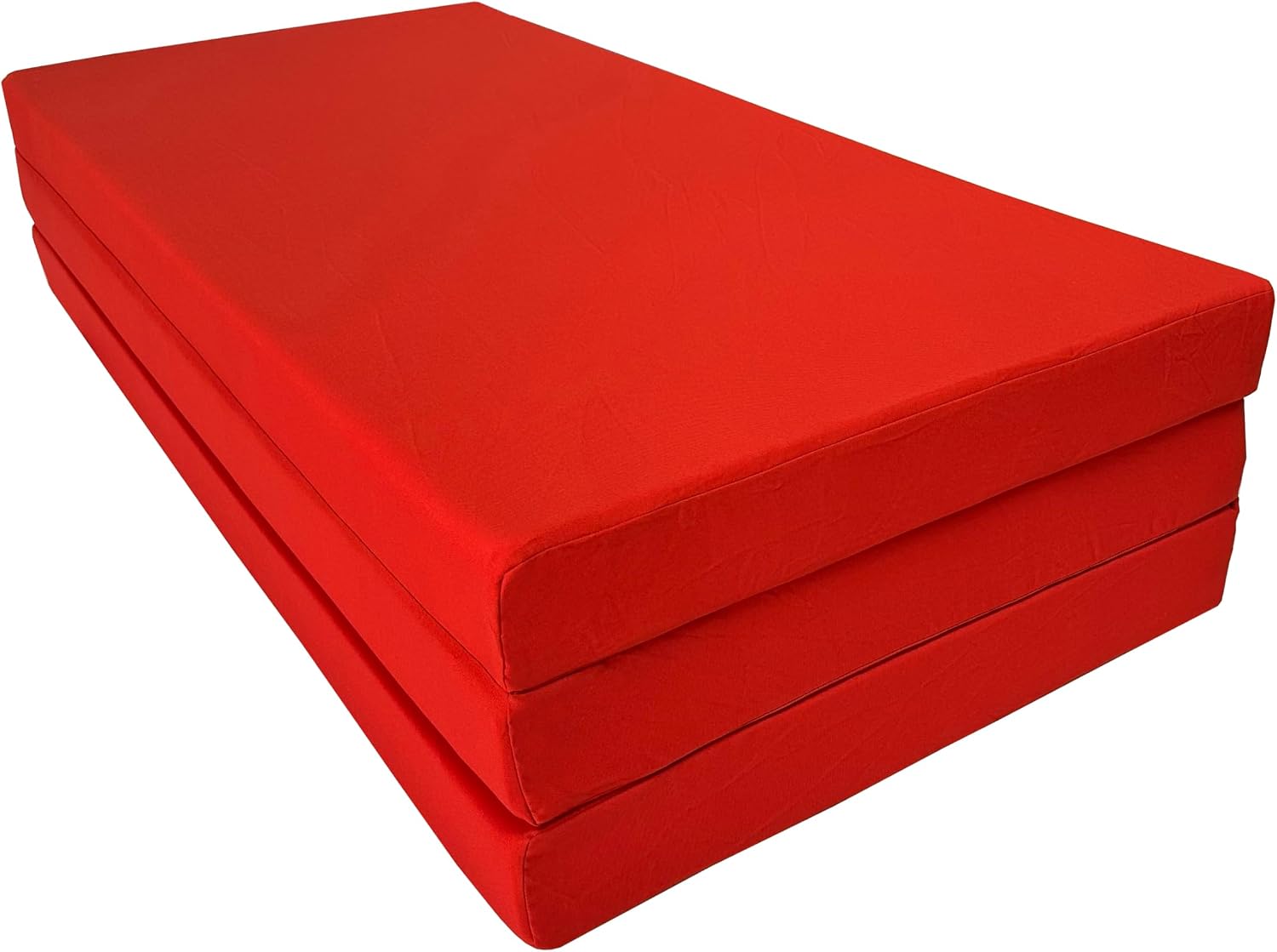 D&D Futon Furniture Portable Trifold Mattress, Foldable Foam Mattresses Small Space Saving Guest, Floor Fold Out Bed Ottoman, 4 inch Folding Cushion Pad Camping RV (Full Size 4x54x75, Red)