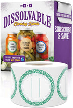 Canning Labels Dissolvable Stickers for Mason Jars and More (2" Round 200/roll) Canning Supplies Washes Off in Seconds Like Magic - Jar Labels Homemade Jam, Jelly, and More (Mint)