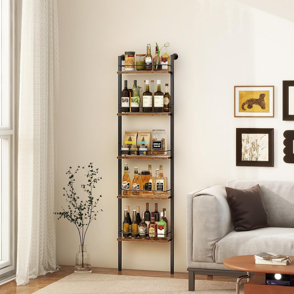 YMYNY 5-Tier Wall Mounted Wine Racks 16.93x7.87x69.68 Vintage Brown HWR001H |...