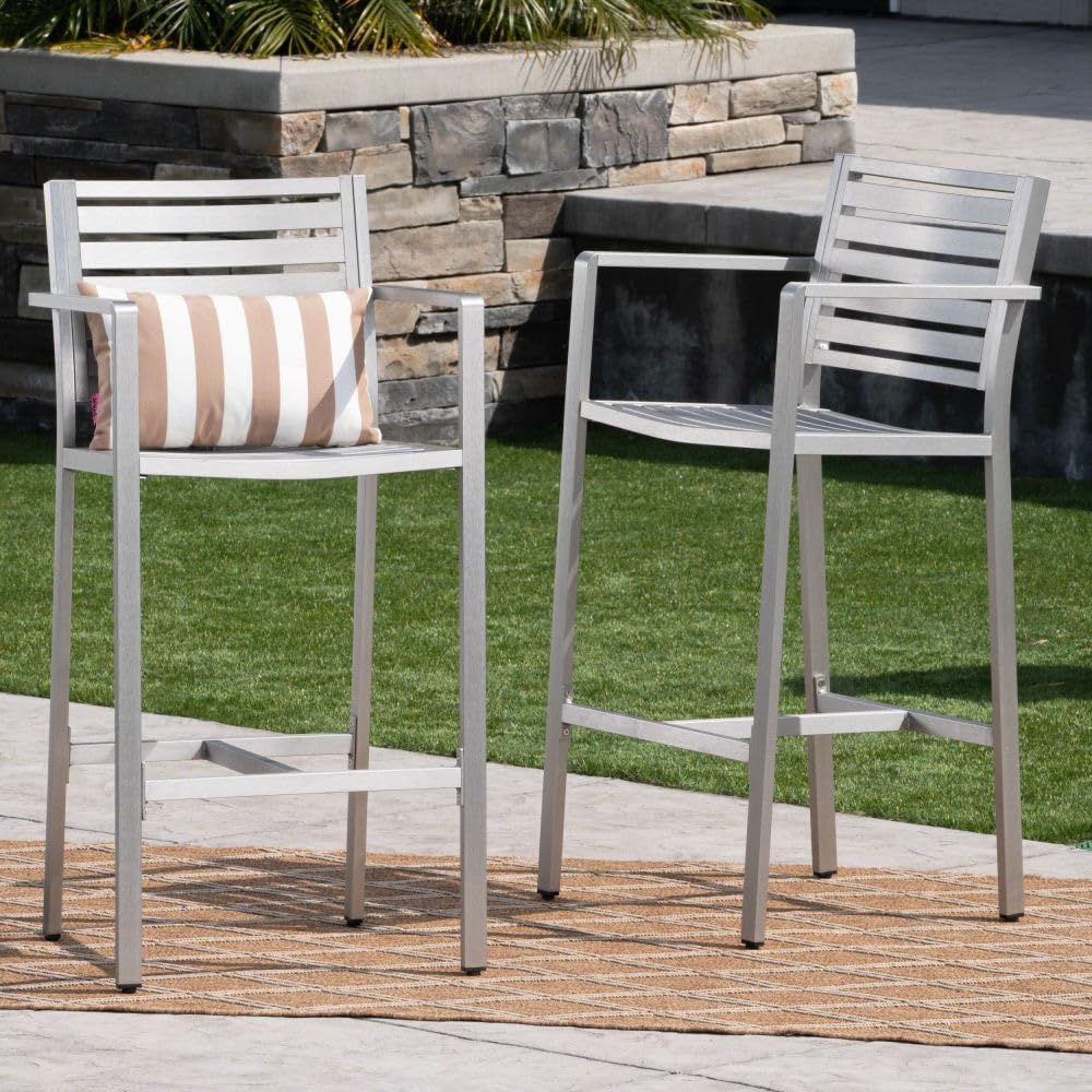 Saiveina Outdoor 29.50" Barstools with Rust-Proof Aluminum Frame, Set of...