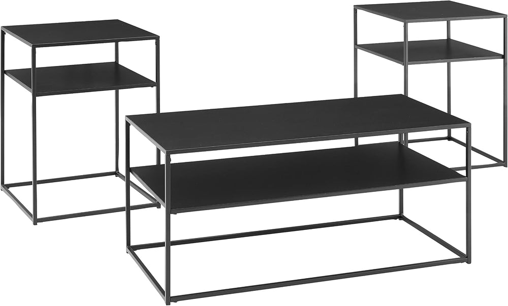 Crosley Furniture Braxton 3-Piece Living Room Table Set with Coffee and Side ...