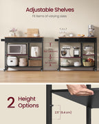 VASAGLE Kitchen Rolling Island, Mobile Kitchen Cart with Storage on Wheels, 17.7 x 38.8 x 35.4 Inches, Towel Rack, 2 Drawers, 2 Hooks, for Dining Room, Rustic Brown and Ink Black UKKI010KD01