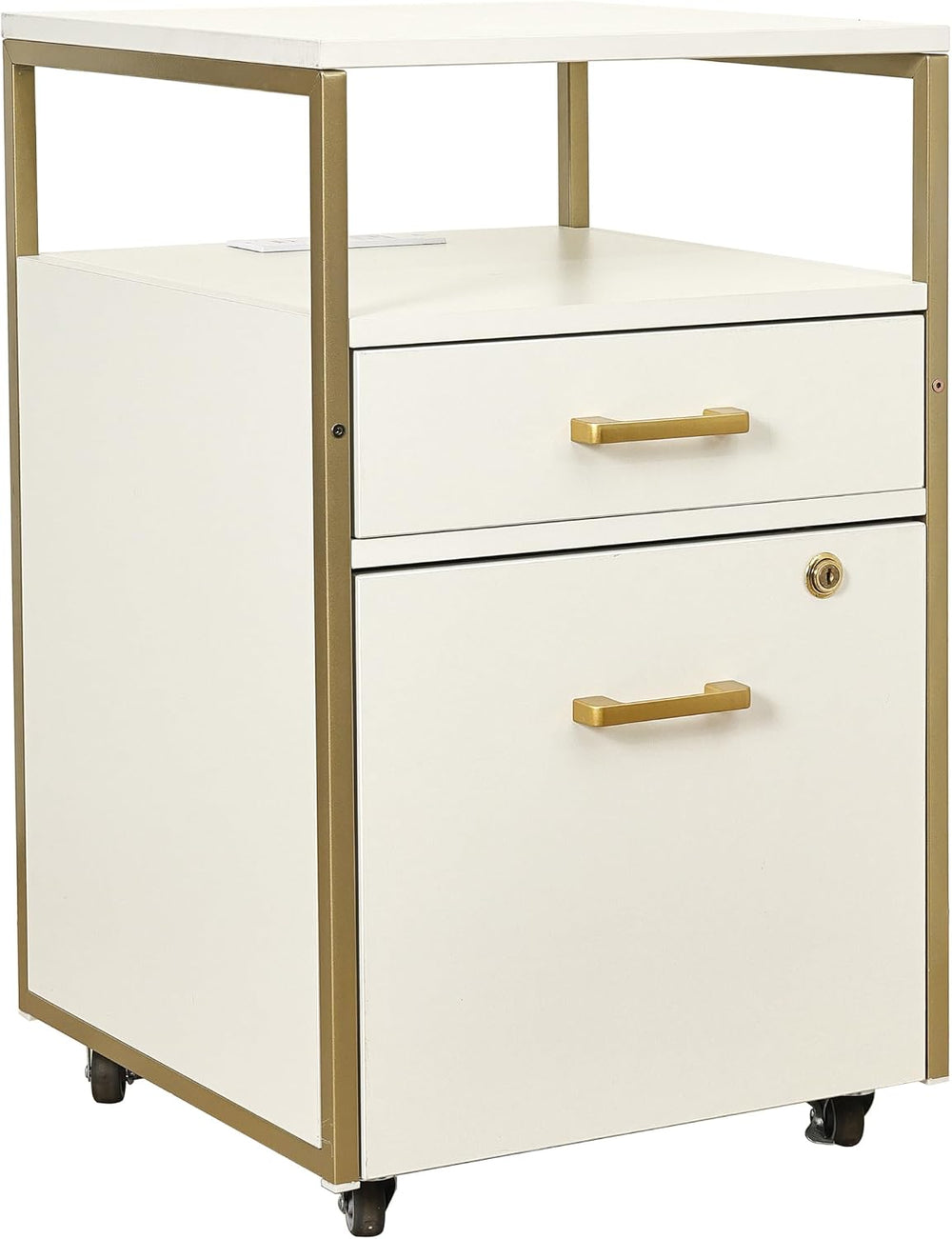 Techni Mobili 2‑Drawer Rolling File Cabinet with Lock, USB & Power Outlet...