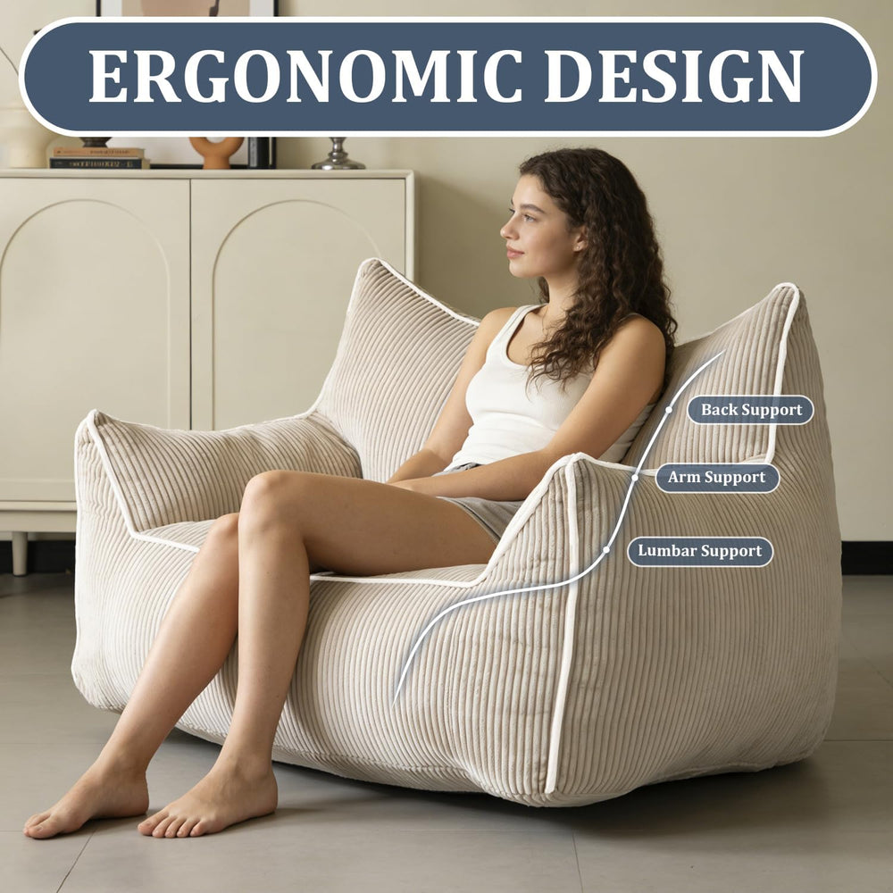 MOJAY Giant Bean Bag Chair, Oversized Plush Fluffy Lounge Chair with Filling,...