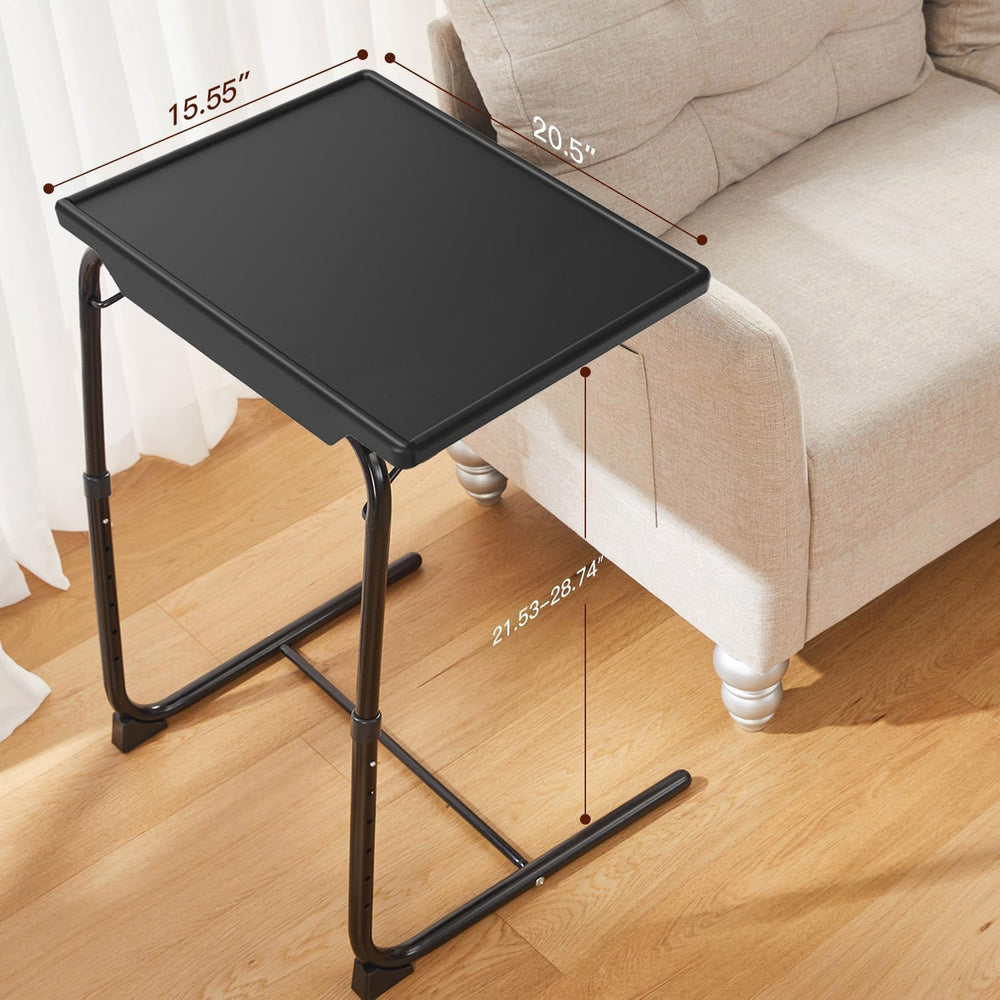 HUANUO TV Trays Set of 2, TV Tray with 6 Height & 3 Tilt Adjustments, Bla...