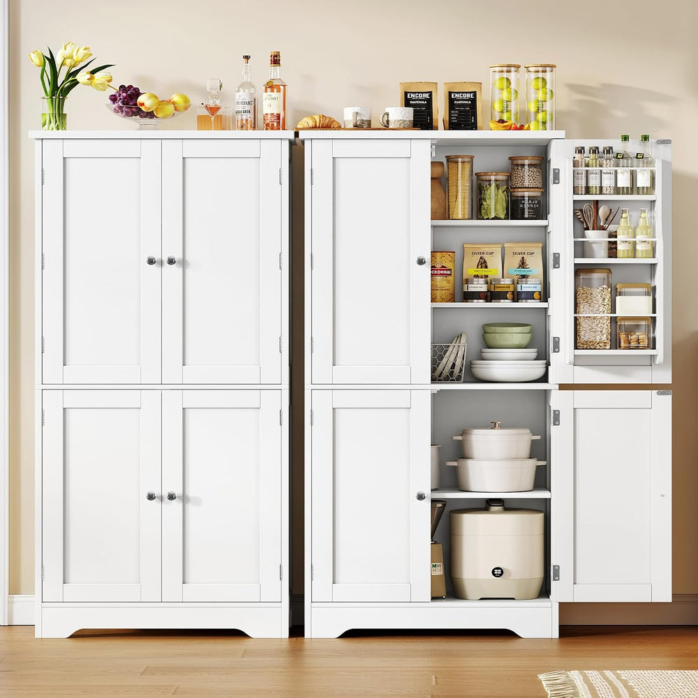 TEENFON 51" H Pantry Cabinet with 4 Doors, Kitchen Cabinet with 6 Door S...