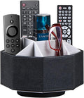 Leather Remote Control Holder,360 Degree Spinning TV Remote Caddy,9 Grids Desk Organizers and Accessories for Storage Controller,Calculator,Mail,Media,Pen,Phone etc(Black Fish pattern)