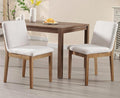 Kmax Modern Dining Chairs Elegant Kitchen Chairs Linen Fabric Armless Wood Chairs Upholstered for Dining Room Living Room, Set of 2, Beige