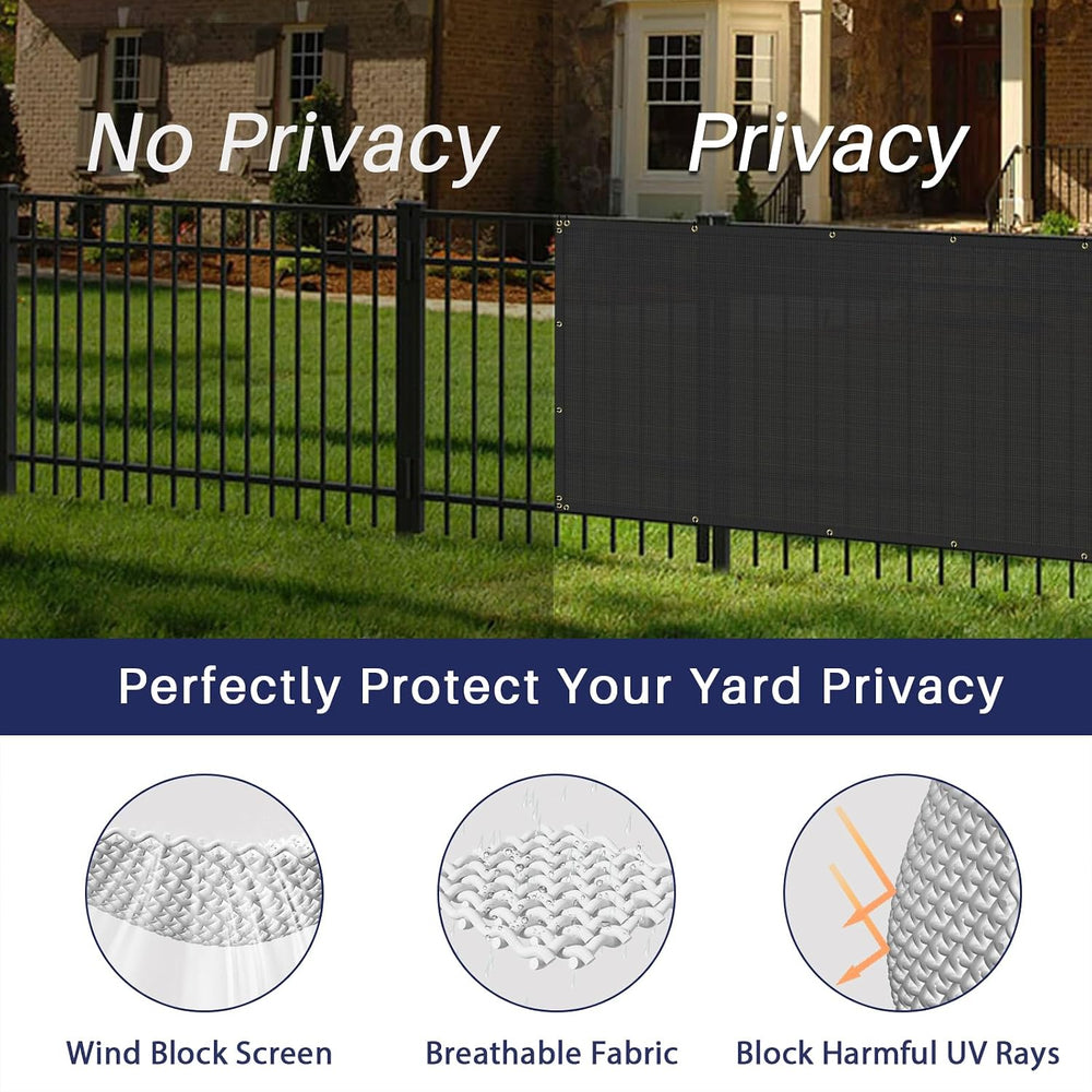 Windscreen4less 6' x 25' Privacy Fence Screen in Black with Bindings ...