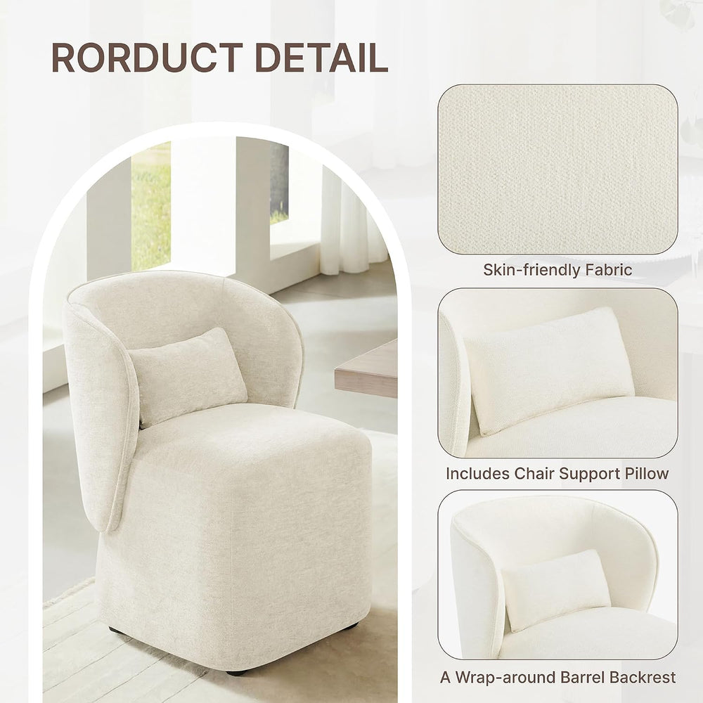 KISLOT Upholstered Dining Chairs with Wheels, Easy Assembly Stain Resistant F...