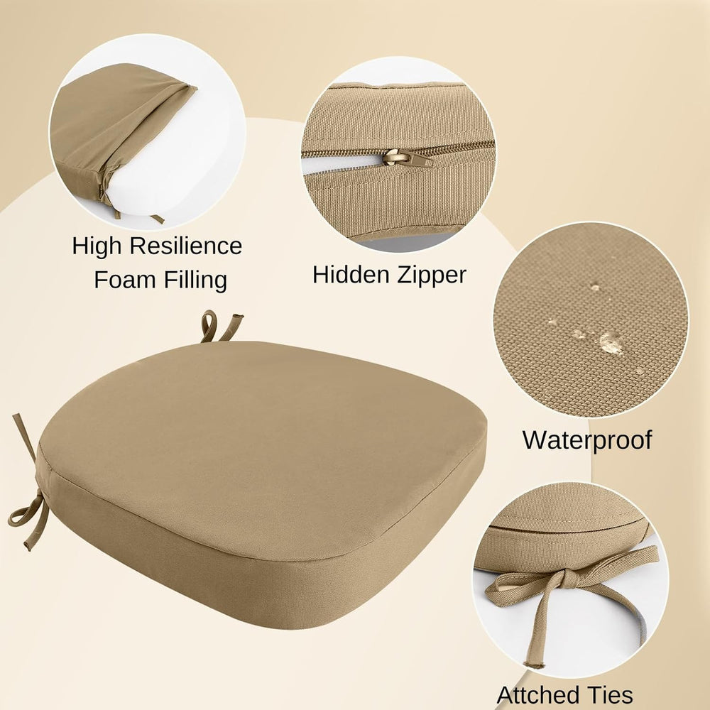 idee-home Outdoor Chair Cushions Set of 2, 17" x 17" D-Shaped