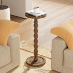 Small Side Table, Rubberwood‌ Drink Table for Small Spaces, Solid Wood Pedestal Coffee Tables, Round End Tables for Living Room, Sofa Couch, Bedroom, Corners, and Office (Brown, 9.4 inch)