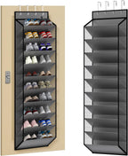 KEEPJOY 10 Tiers Mesh Over Door Shoe Organizer Storage, Hanging Shoe Holder for Door with Large Deep Pockets, Holds 20-30 Pairs of Shoes, Ideal for Sneakers & Boots.(Grey)