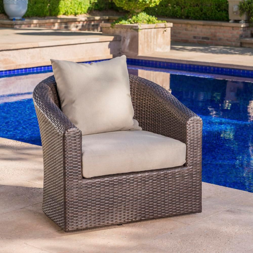 Saiveina Outdoor Aluminum Frame Wicker Swivel Chair (Old SKU N757P186009B)