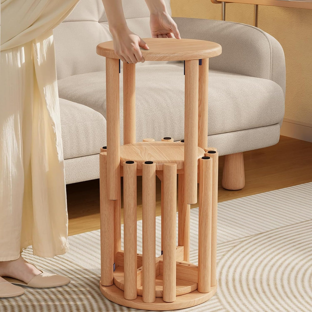 Stackable Stools Set of 4, 100% Solid Wood Stool No Installation Required, Si...