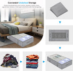 Onlyeasy Large Underbed Storage Bags Organizer Container (2 Pack) with 4 Handles and 2 Sturdy Zippers, Blankets Clothes Comforters Foldable Storage Bags with Clear Window, Herringbone Grey, MXRUBBP2