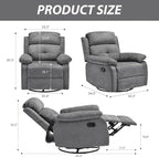Swivel Rocker Recliner with 360 Degree Swivel, Small Recliners with 30 Degree, 90-150 Degree Angle, Lift Chair for Home Theater Seating, Adults, Living Room, Bedroom, Nursery, Limestone