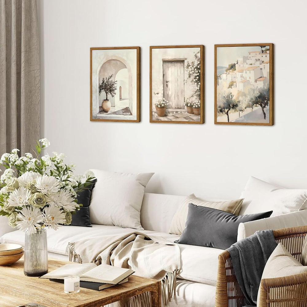 Framed Vintage Italian Wall Art Set of 3, Rustic Neutral Olive Tree Pictures ...