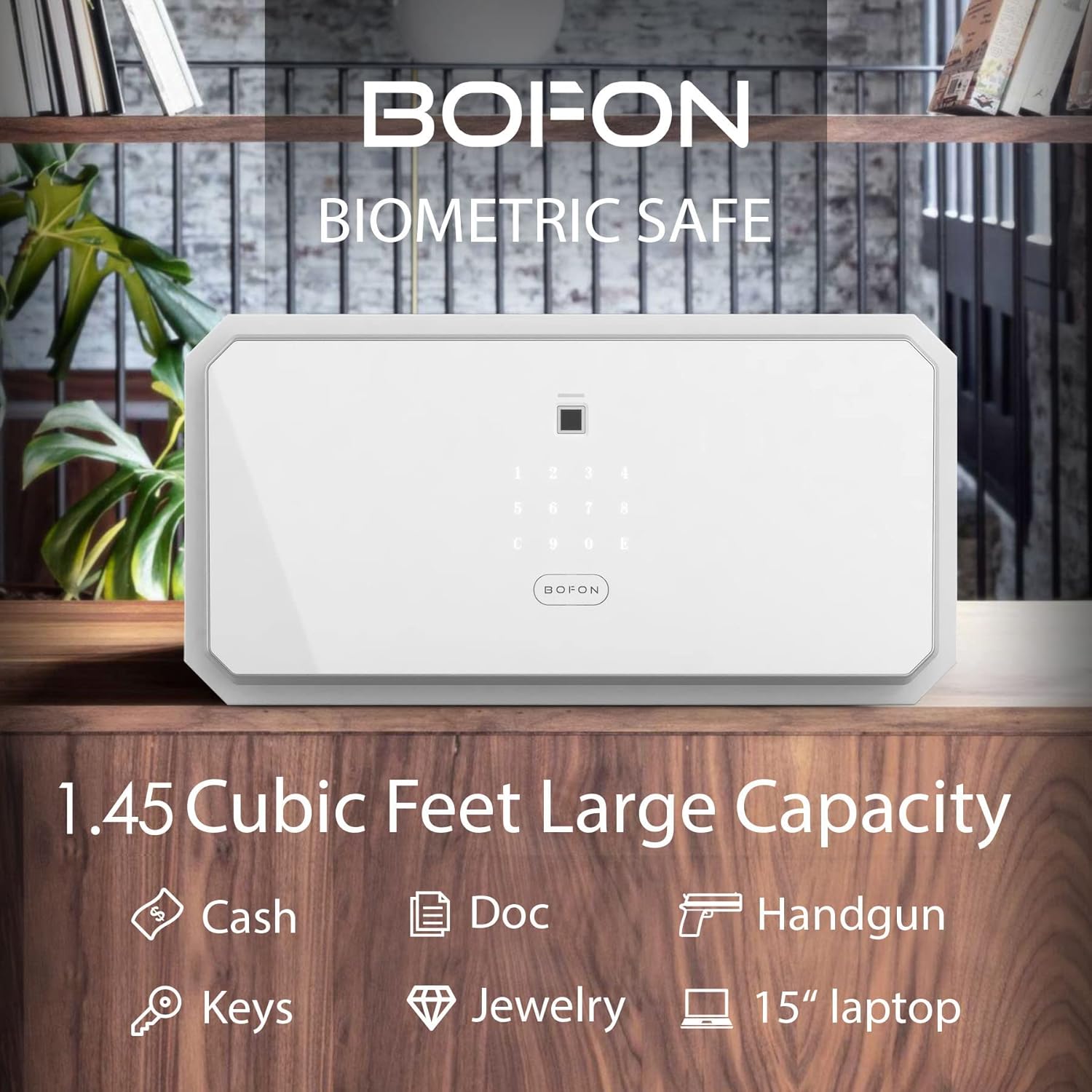 Biometric Safe Box with Key, Security Box, Fingerprint Password,Safety Boxes for Home,W-Series 1.45 Cubic