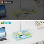 Marbrasse Desk Drawer Organizer, Metal Mesh Drawer Organizer Tray with 5 Adjustable Compartments,Desk Organizers and Accessories for Home,Office,Kitchen,Makeup,Vanity (Blue)