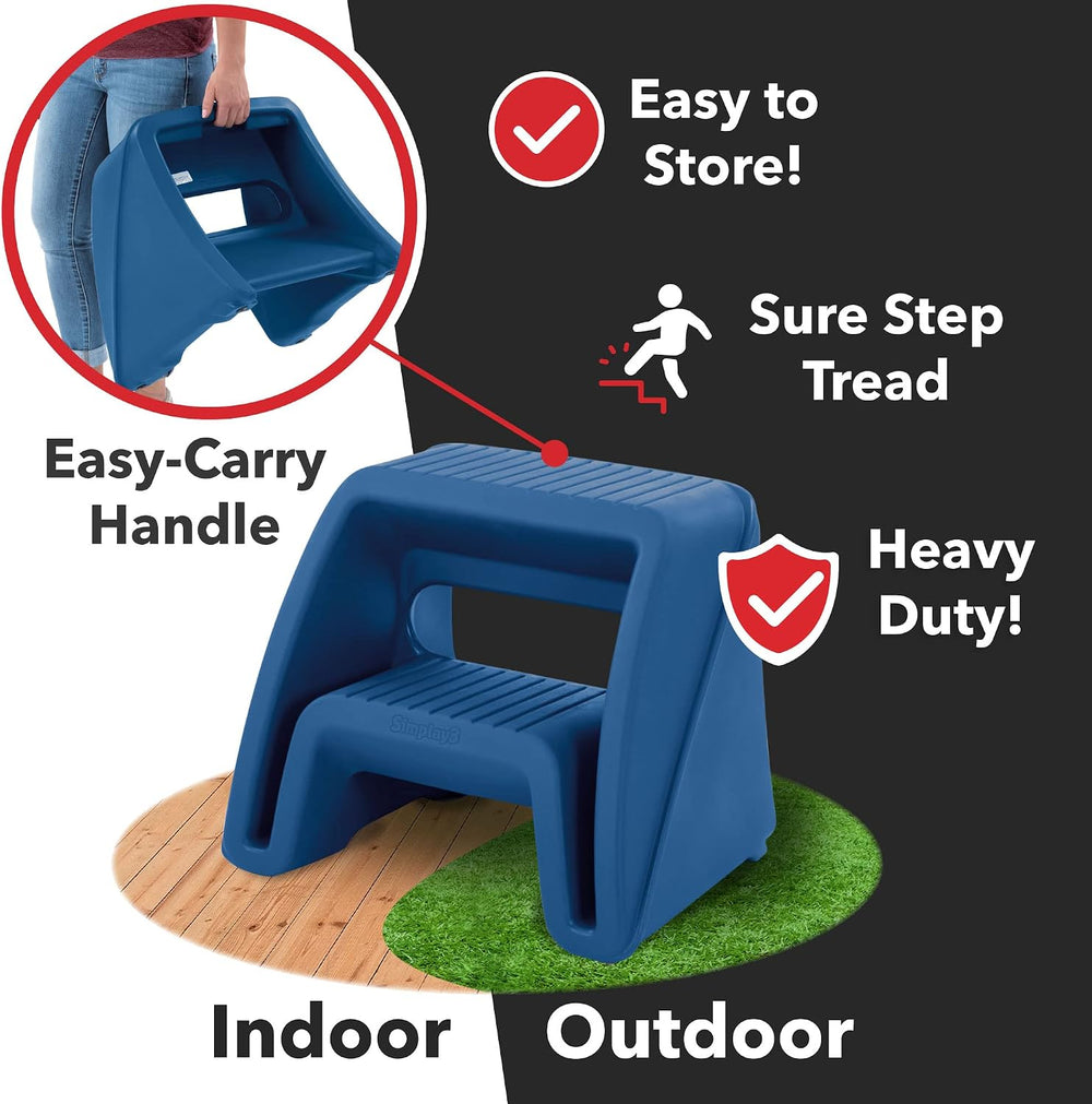 Simplay3 Handy Home Step Stool Plastic Two-Step Stool Seat - Indoor or Outdoo...