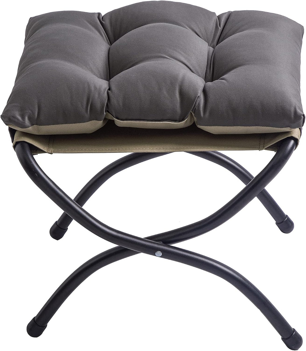 15" Upholstered Folding Foot Rest Stool with Foldable Metal Frame Dark Grey