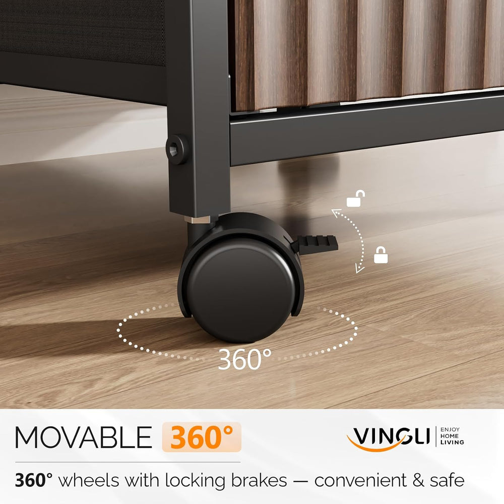 VINGLI 2 Drawer Mobile File Cabinet, Rolling Fluted Filing Cabinet Under Desk...