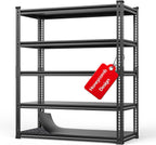 Heavy Duty Garage Shelving Unit 3000LBS, Adjustable 5-Tier Storage Rack with Boltless Design, 72" H X 45.2" W X 18.9" D Aluminum Metal Shelves for Basement, Garage & Warehouse Storage