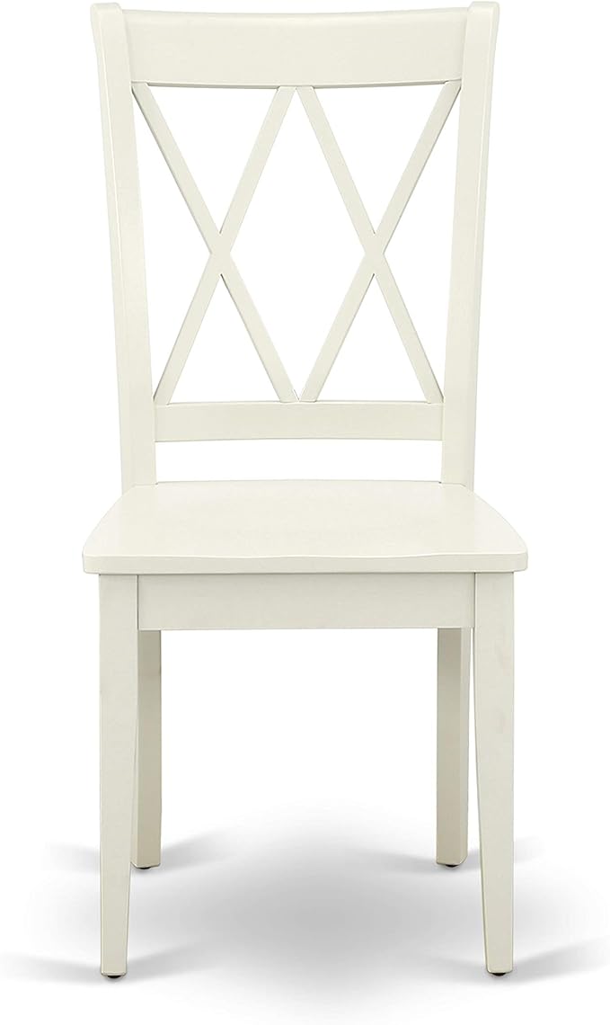 East West Furniture SHCL5-LWH-W 5 Piece Dining Table Set for 4 Includes a Round Kitchen Table with Pedestal and 4 Kitchen Dining Chairs, 42x42 Inch, Linen White