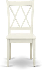 East West Furniture DOCL9-LWH-W 9 Piece Dining Table Set Includes a Rectangle Dinner Table with Butterfly Leaf and 8 Dining Room Chairs, 42x78 Inch, Linen White