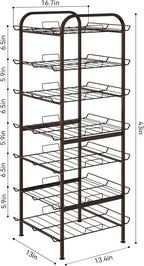 smusei Water Bottle Organizer 7 Tier Free Standing Vertical Metal Water Bottle Rack Shelf Adjustable Water Bottle Beverage Drink Stand Holder for Kitchen Pantry Food Storage, Bronze