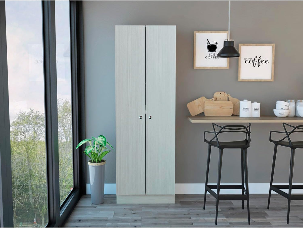 Multistorage Pantry Cabinet, Five Shelves, Double Door, Beige