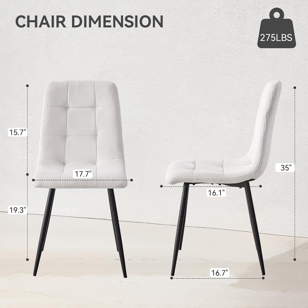 Corduroy Dining Chairs Set of 4, Modern Upholstered Fabric Kitchen Chairs wit...