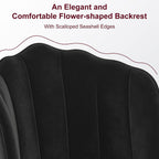 VECELO Velvet Dining Chairs Set of 6, Modern Upholstered Kitchen Chairs with Thick Cushions, Curved Padded Backrest and Metal Legs, for Kitchen, Dining Room, Living Room, Black