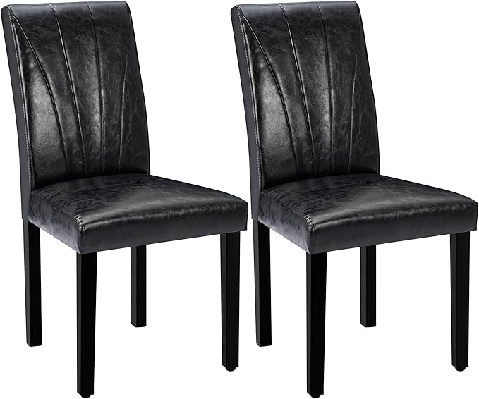 VECELO Upholstered Dining Chairs Set of 2, Modern PU Leather Dinning Room Cha...