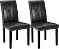 VECELO Upholstered Dining Chairs Set of 2, Modern PU Leather Dinning Room Chair with Solid Wood Legs and High Back, Parsons for Kitchen/Living Room- Black