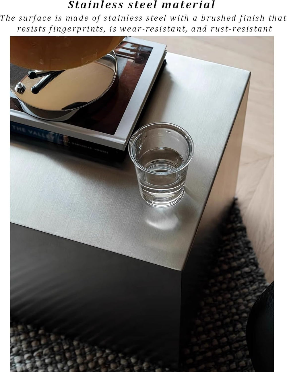 Metal Square Sofa Side Table, Cube End Table Small Coffee Table Industrial Be...