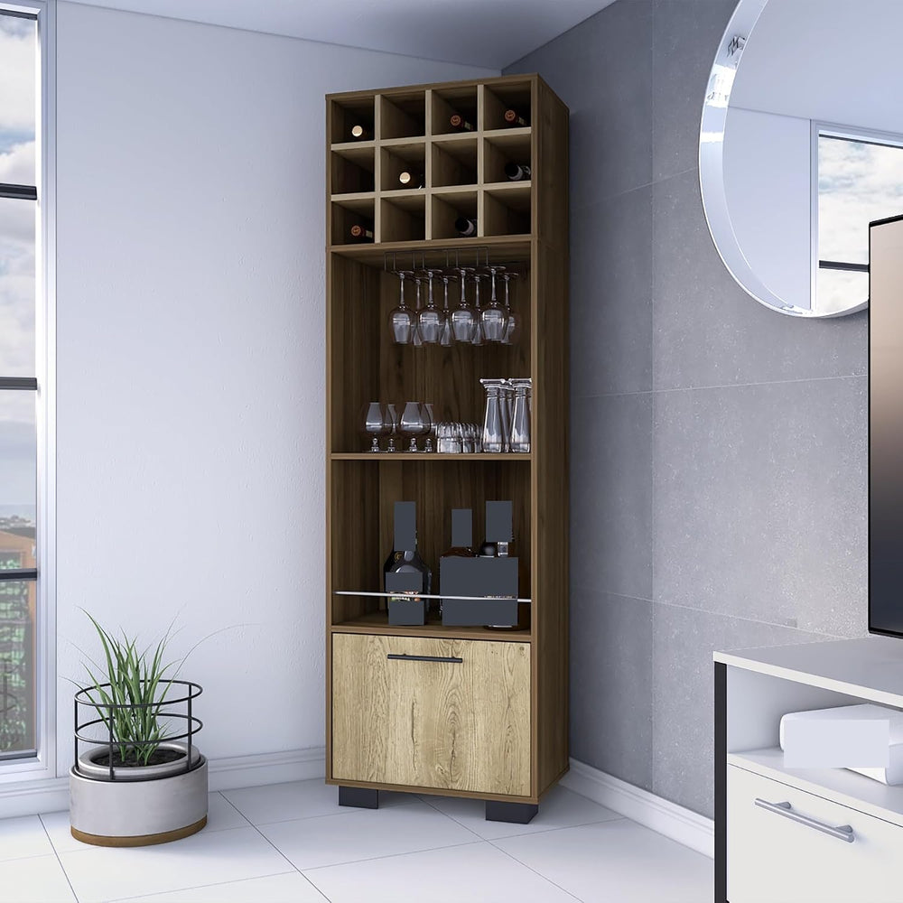 Corner Wine Cabinet Storage Locker, Tall Pantry Sideboard witn 2-Shelf and 1-...