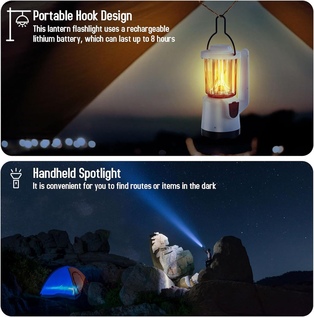 Rechargeable Flashlight Lantern 2-in-1 LED Handheld Flashlight with Lantern a...