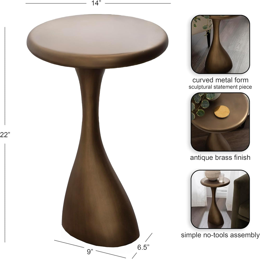 Kate and Laurel Auclair Modern Metal Round Side Table, 14 x 14 x 22, Antique ...